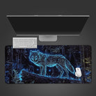 Spirit Wolf Desk Mat, Neon Blue Desk Mat, Mousepad In 4 Sizes, Standard Playmat