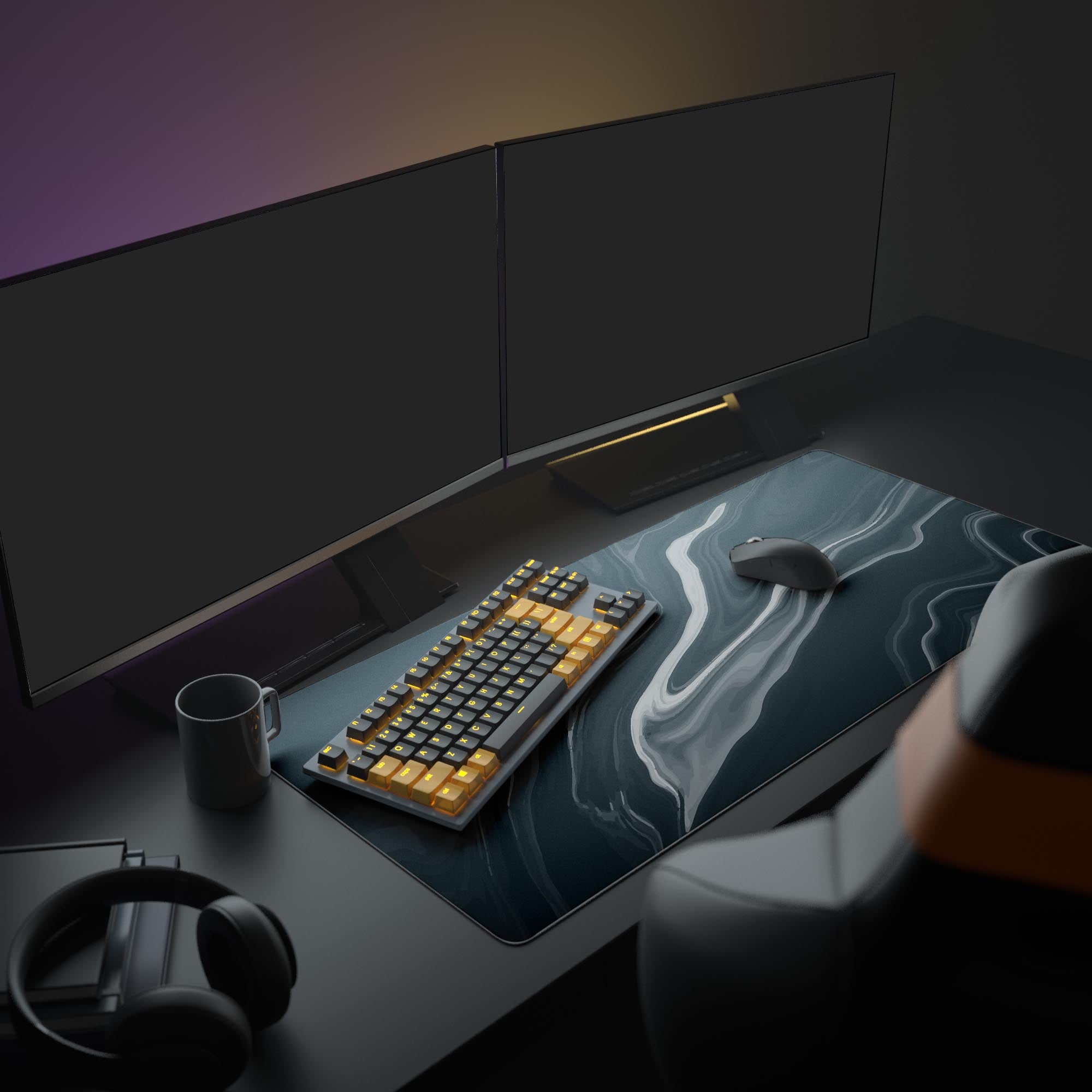 Black and White Minimalist Lava Desk Mat and Mousepads