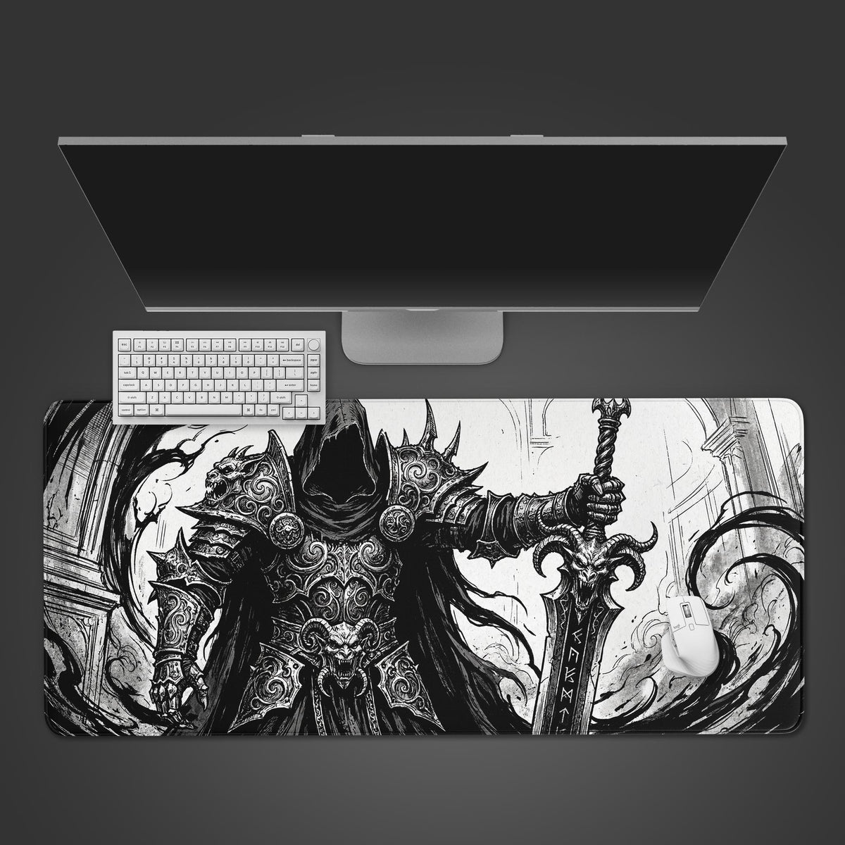 Cursed Sovereign Knight – Dark Fantasy Gaming Desk Mat, XL Mouse Pad ...