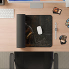 Non-slip rubber base texture on the back of large custom desk mat to prevent sliding
