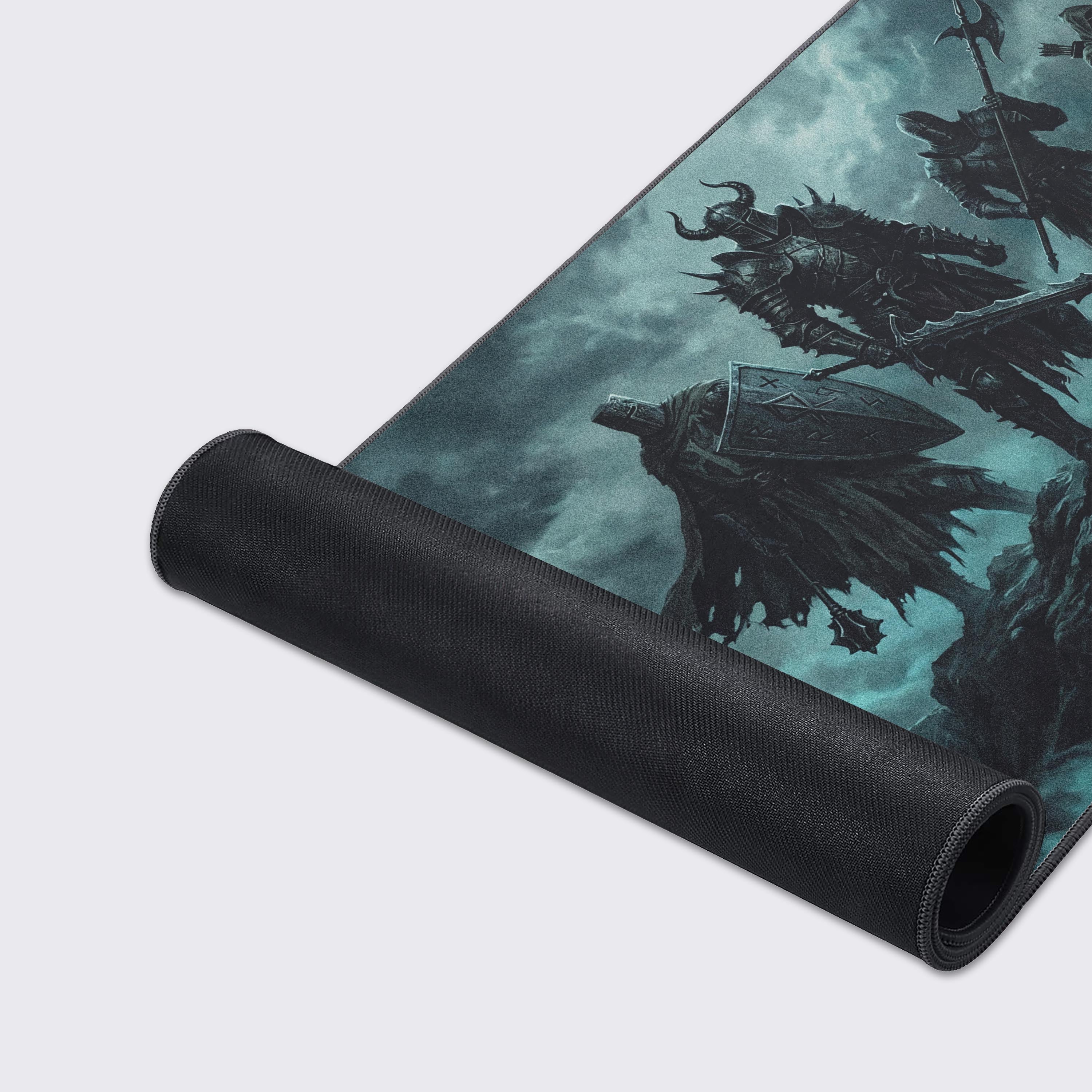 Product features highlighting the waterproof, easy to clean, and super smooth surface of the fantasy desk mat.