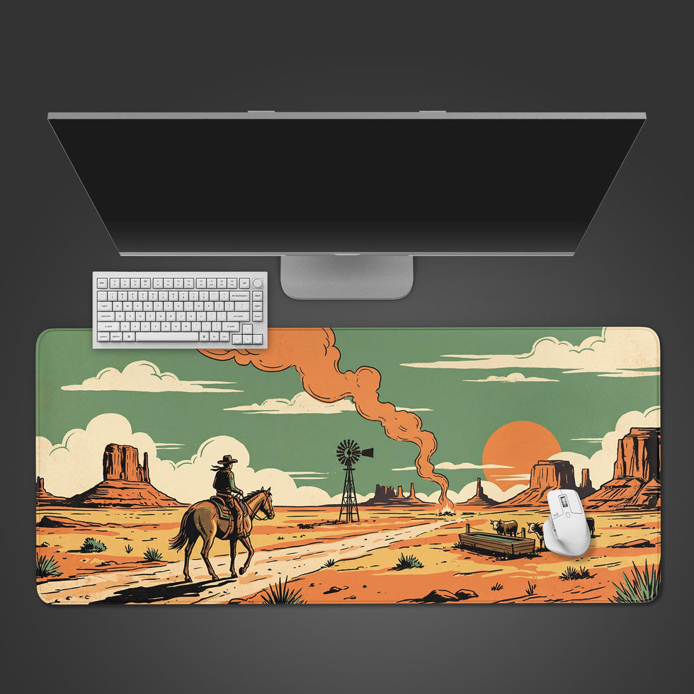 Dust & Glory Western Landscape – Gaming Desk Mat, XL Mouse Pad, Retro ...