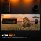 Extreme Custom Desk Pad - example: a photo of a lion on the savanna at sunset