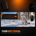 M Custom Gaming Desk Pad - example: a photo of a husky in the snow