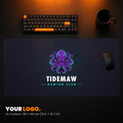 XL Custom Gaming Desk Pad - example: a gaming club's octopus logo in the middle of the pad