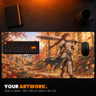 XXXL Custom Desk Pad - example: anime-style art of a warrior in an autumn forest