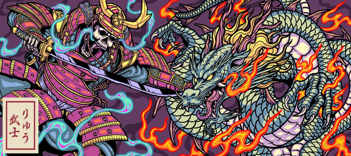 Skeleton vs Dragon Desk Pad