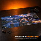 Custom Playmat 90 x 40 cm - example: original anime-style character art, on a card table