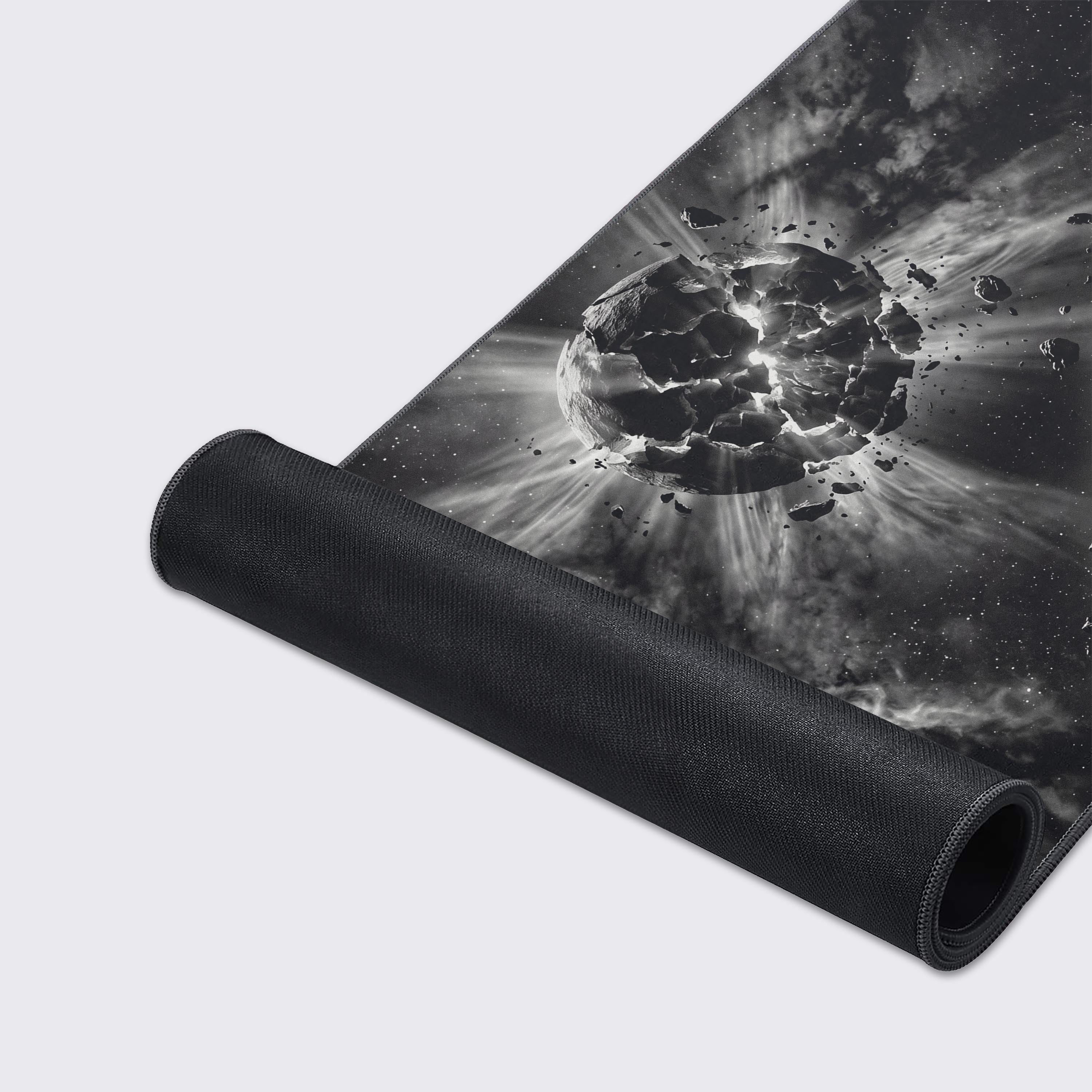 Extended dark sci-fi gaming mouse pad demonstrating its waterproof and easy-to-clean surface.