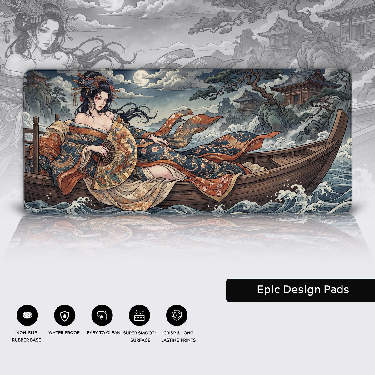 Geisha Desk Mat - Traditional Japanese Ukiyo-e Mouse Pad – Epic Design Pads