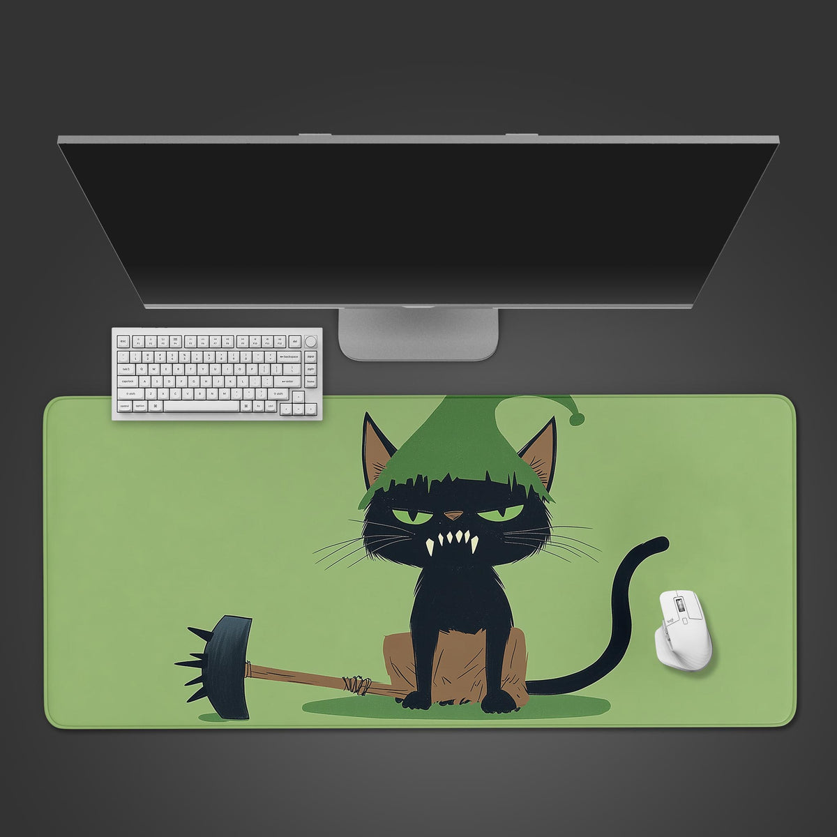 Goblin Mood Desk Mat, Grumpy Cat Mousepad, Fantasy Goblin Cat Desk Pad ...