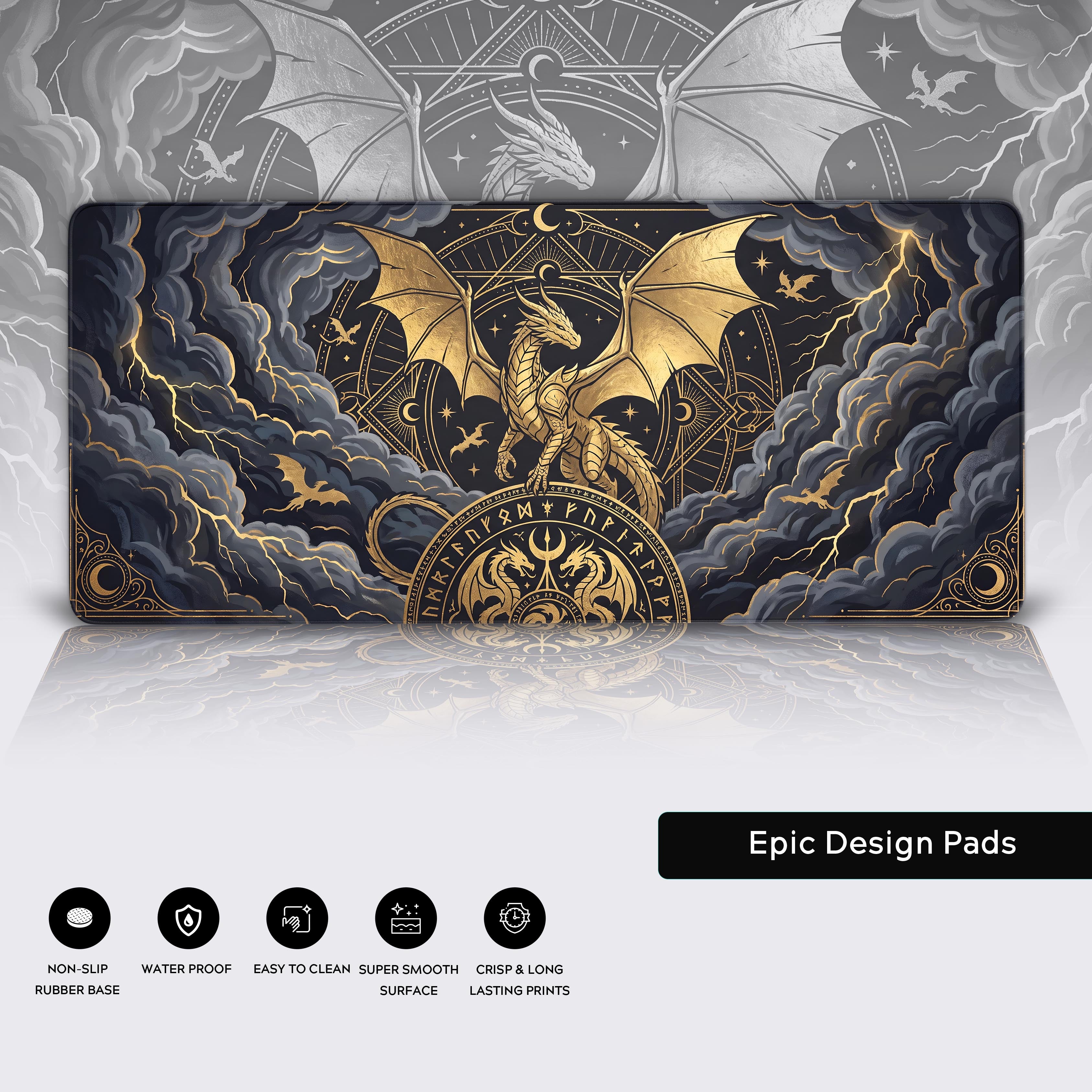 Mythological dragon gaming setup accessory with smooth surface and crisp printing