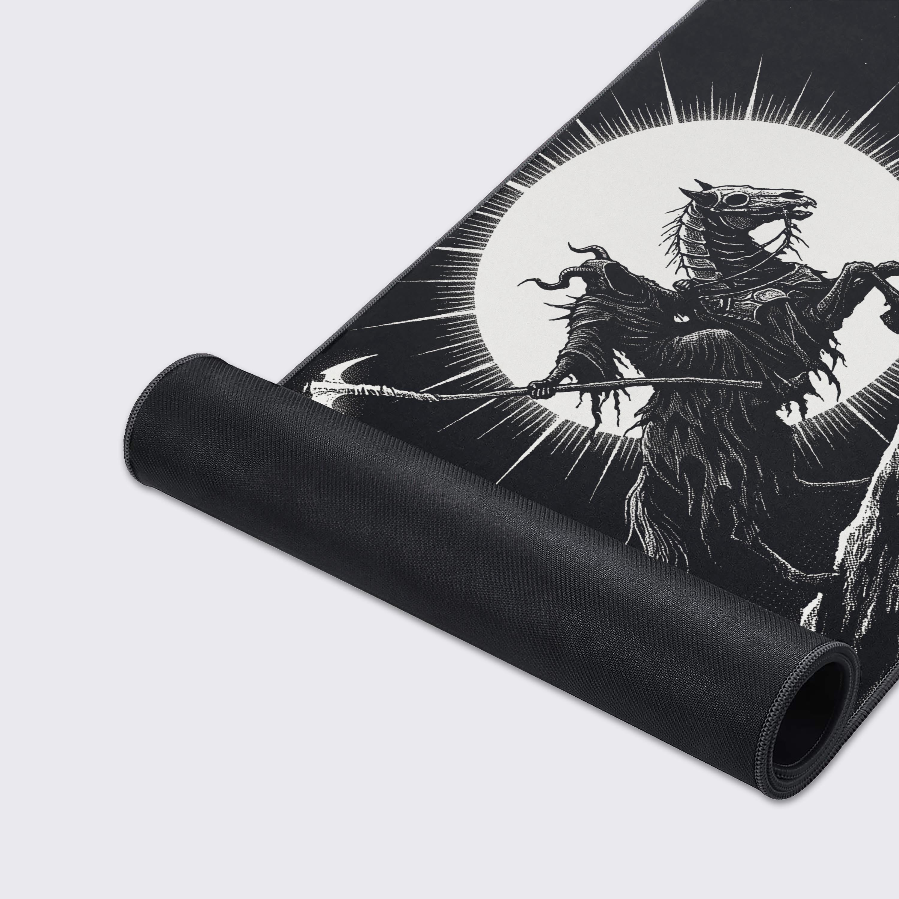 Background detail of a dark gothic castle silhouette against a starry night sky on a gaming mouse pad.