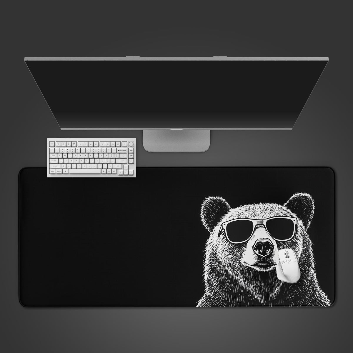 Bear Computer Mat Grizzly Bear Desk Pad, Stylish Bear Desk Mat, Modern Wildlife Art ...