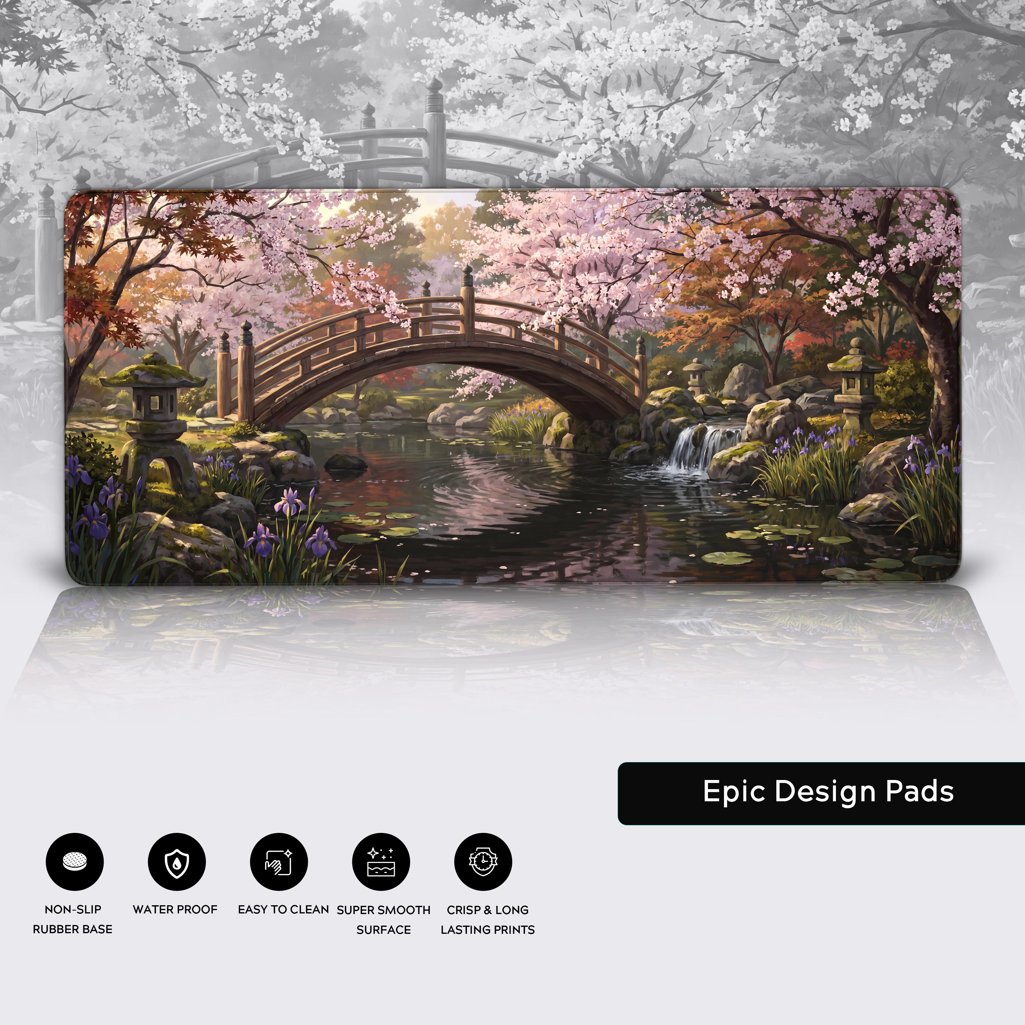 Japanese Garden Desk Mat - Serene Sakura Aesthetic – Epic Design Pads
