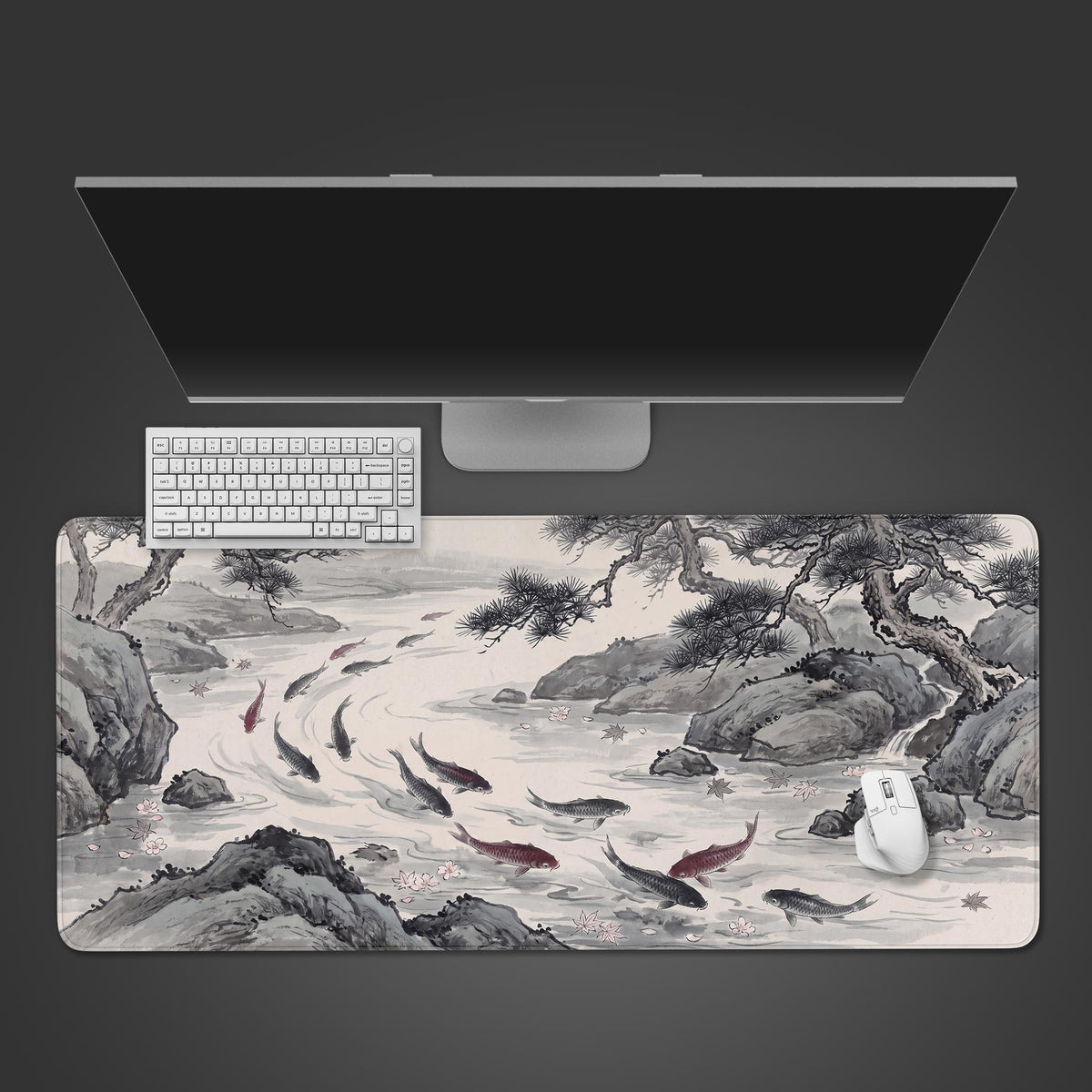 Koi Fish Desk Mat - Traditional Ink Wash Aesthetic – Epic Design Pads