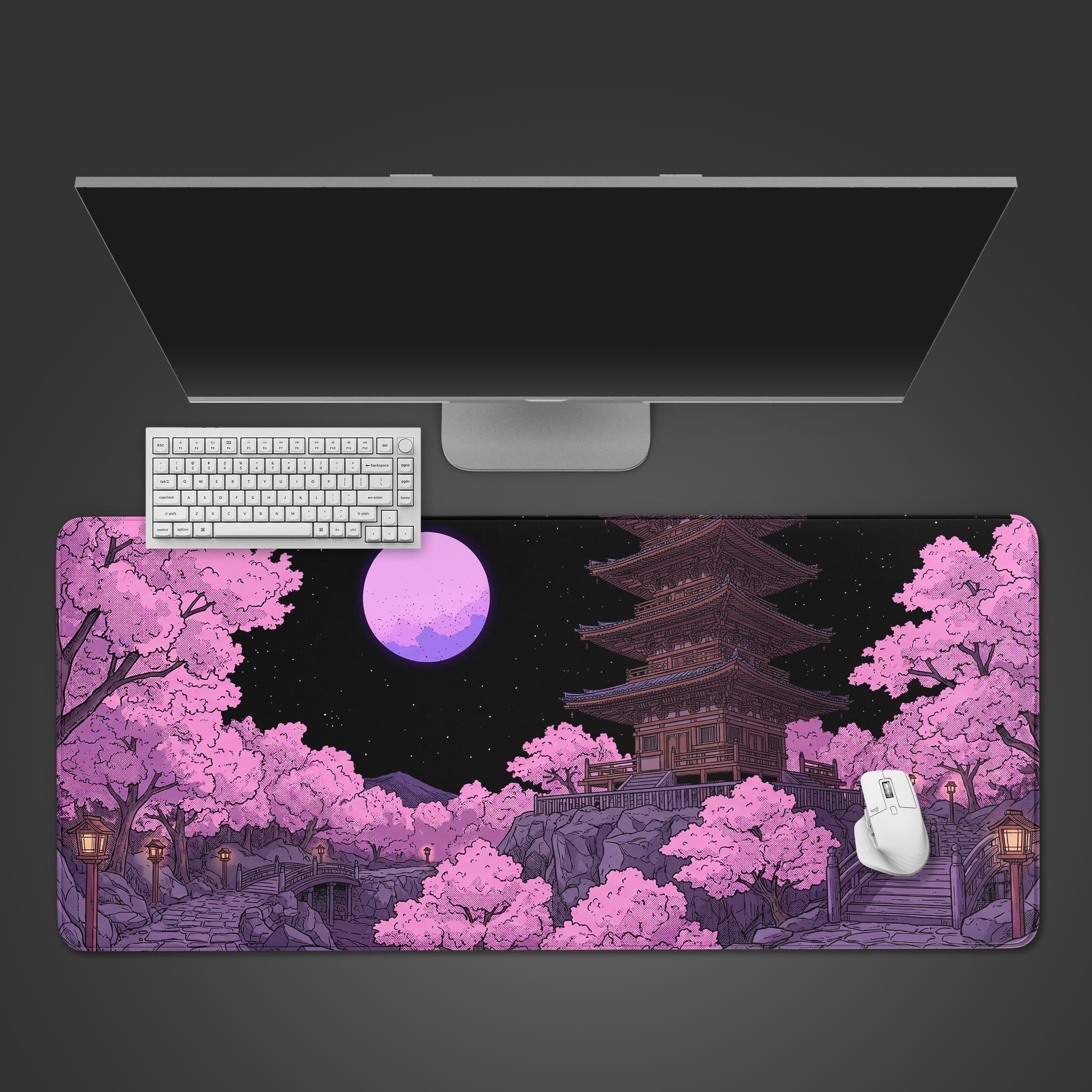 Midnight Sakura – Japanese Art Gaming Desk Mat, XL Mouse Pad
