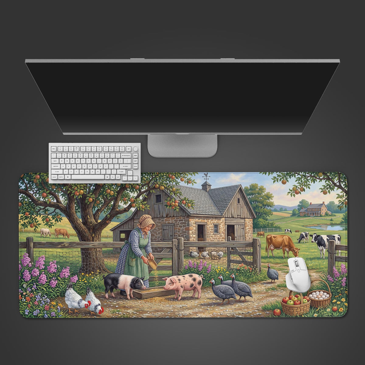 Old World Homestead – Farm Life Desk Mat, XL Cottagecore Mouse Pad ...