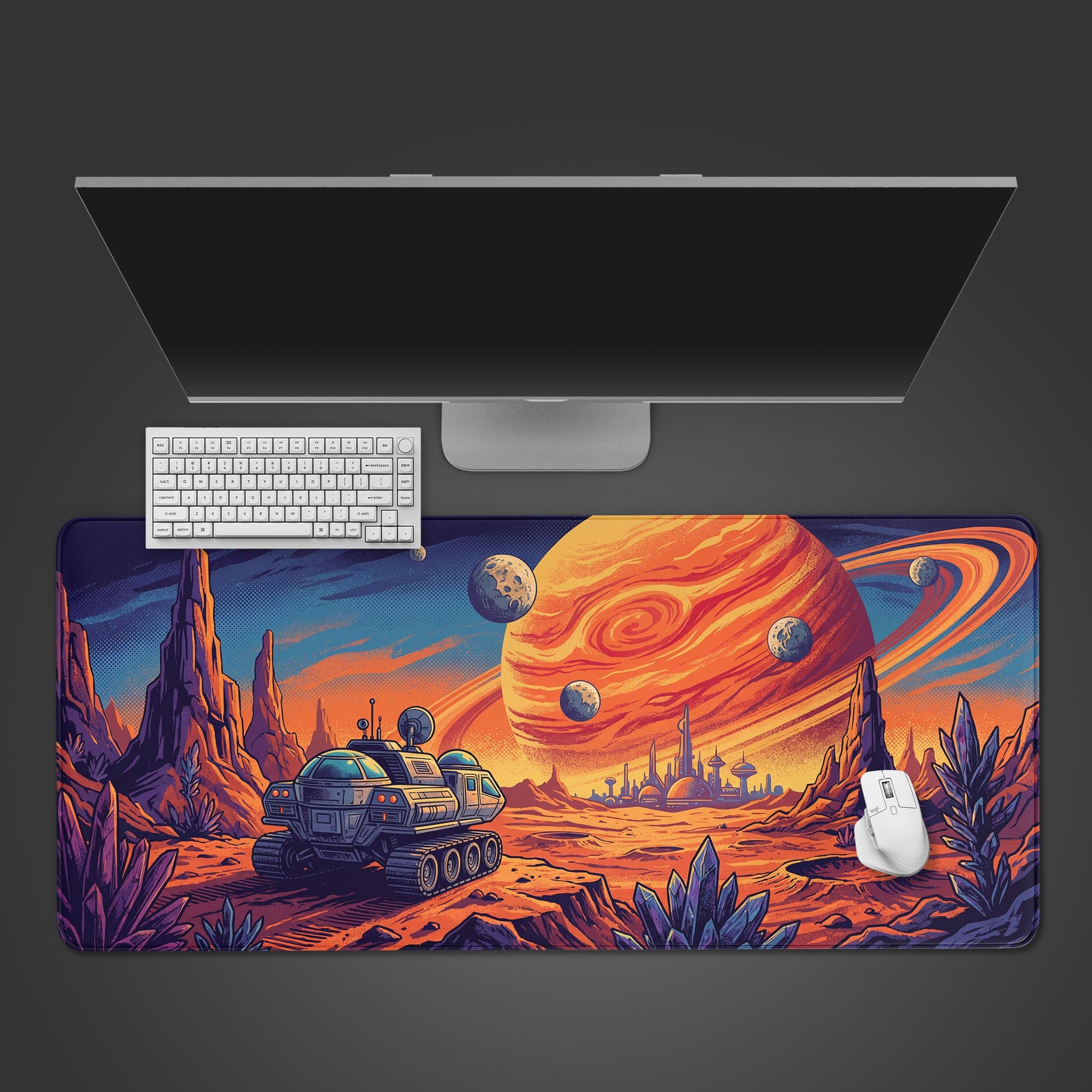 Orbital Outpost – Gaming Desk Mat, XL Retro Sci-Fi Mouse Pad