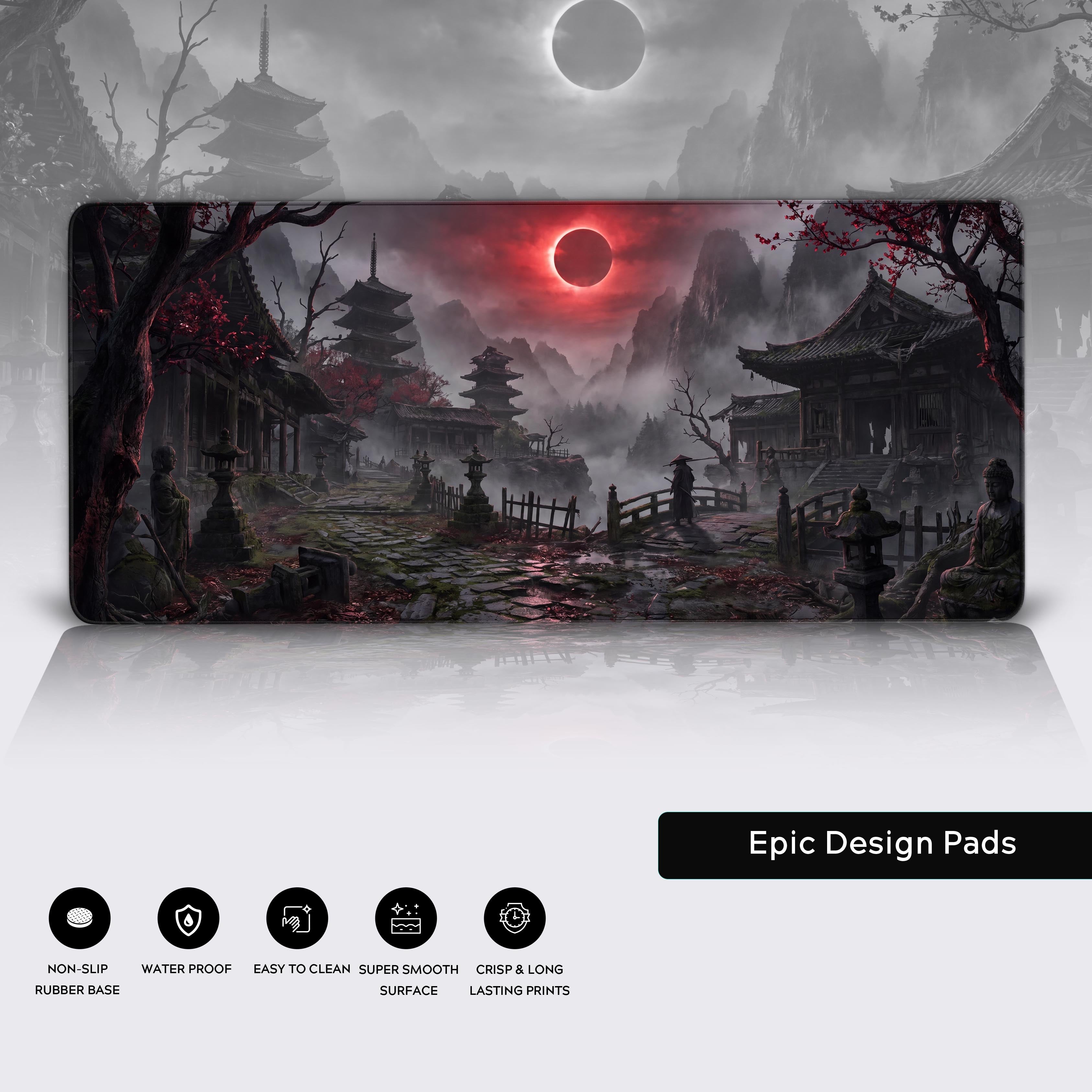 Graphic highlighting product features including non-slip rubber base, waterproof coating, and easy-to-clean design