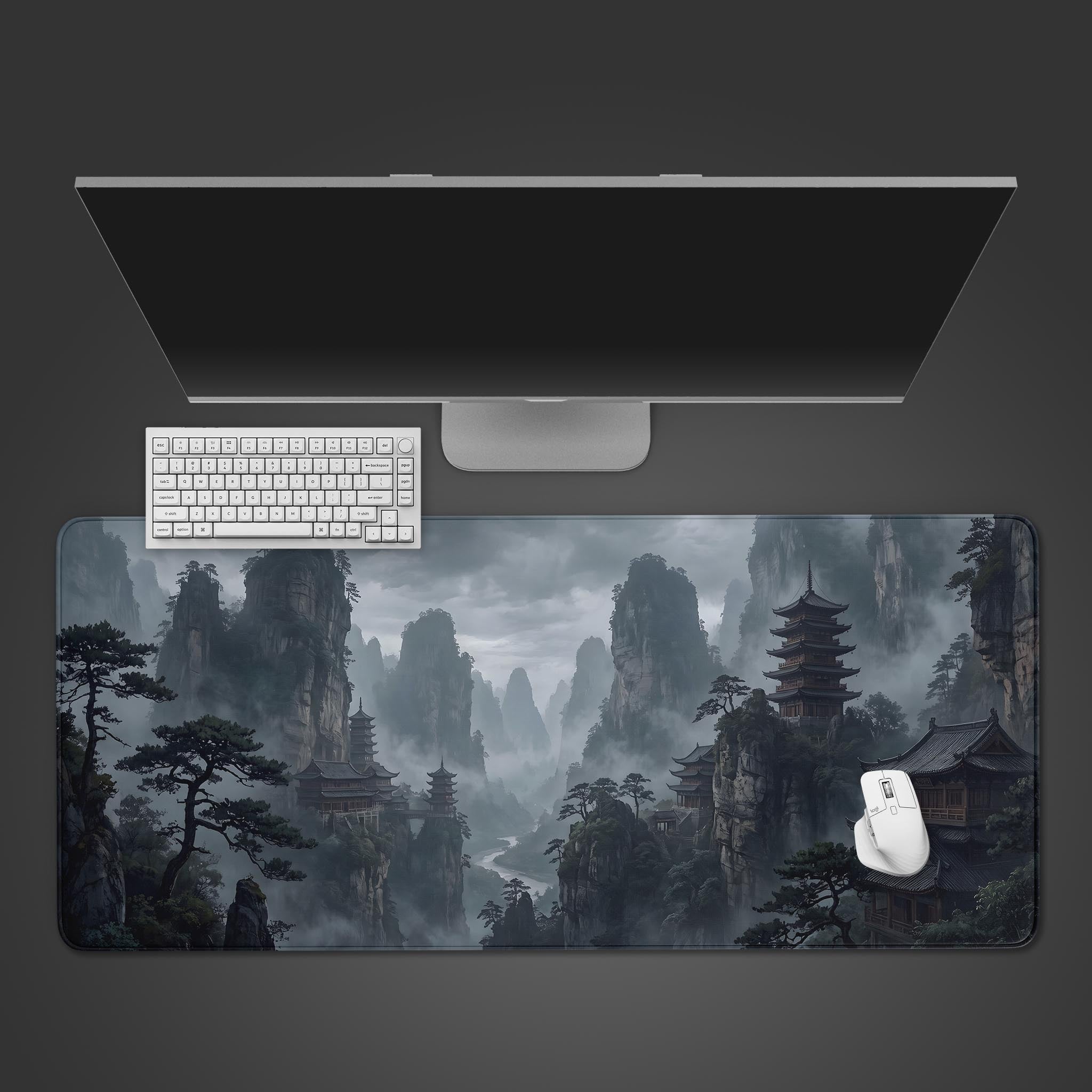 Pagoda Desk Mat - Traditional Ink Wash Landscape – Epic Design Pads