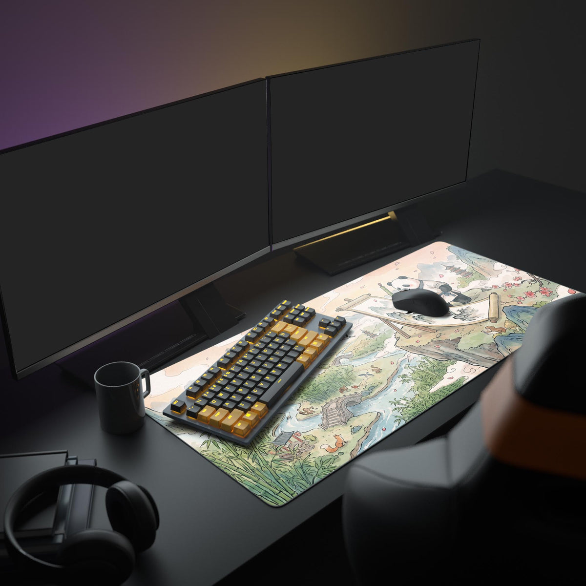 Panda Desk Mat - Traditional Ink Wash Aesthetic Mouse Pad – Epic Design ...