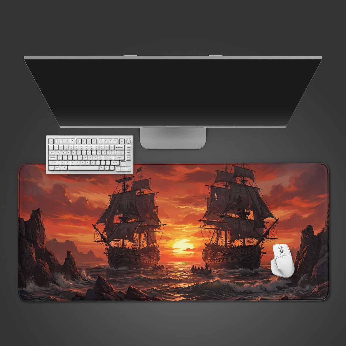 Pirate Ship Desk Mat - Epic Sunset Fantasy Mouse Pad – Epic Design Pads
