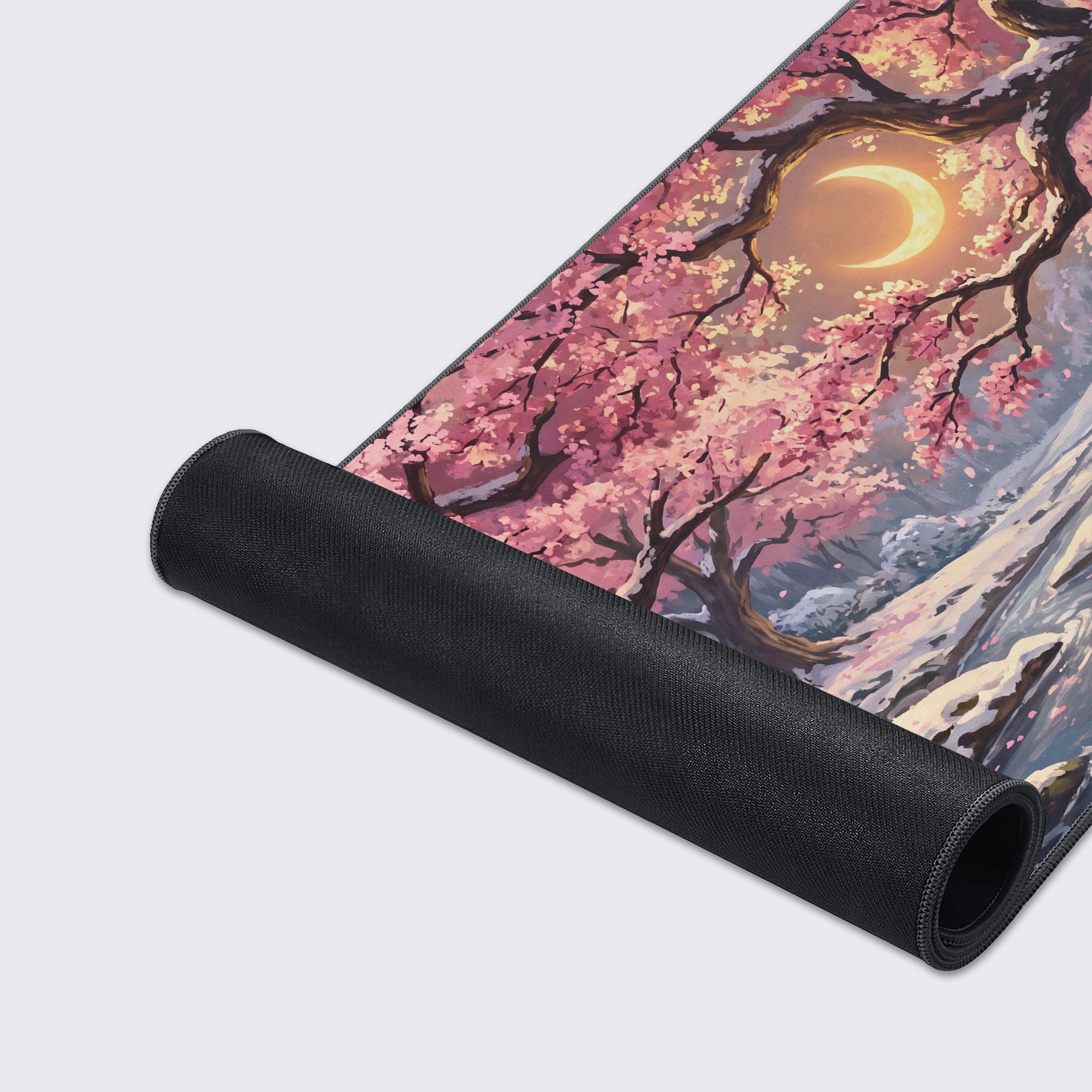High-quality gaming desk mat showcasing water-proof and non-slip rubber base features
