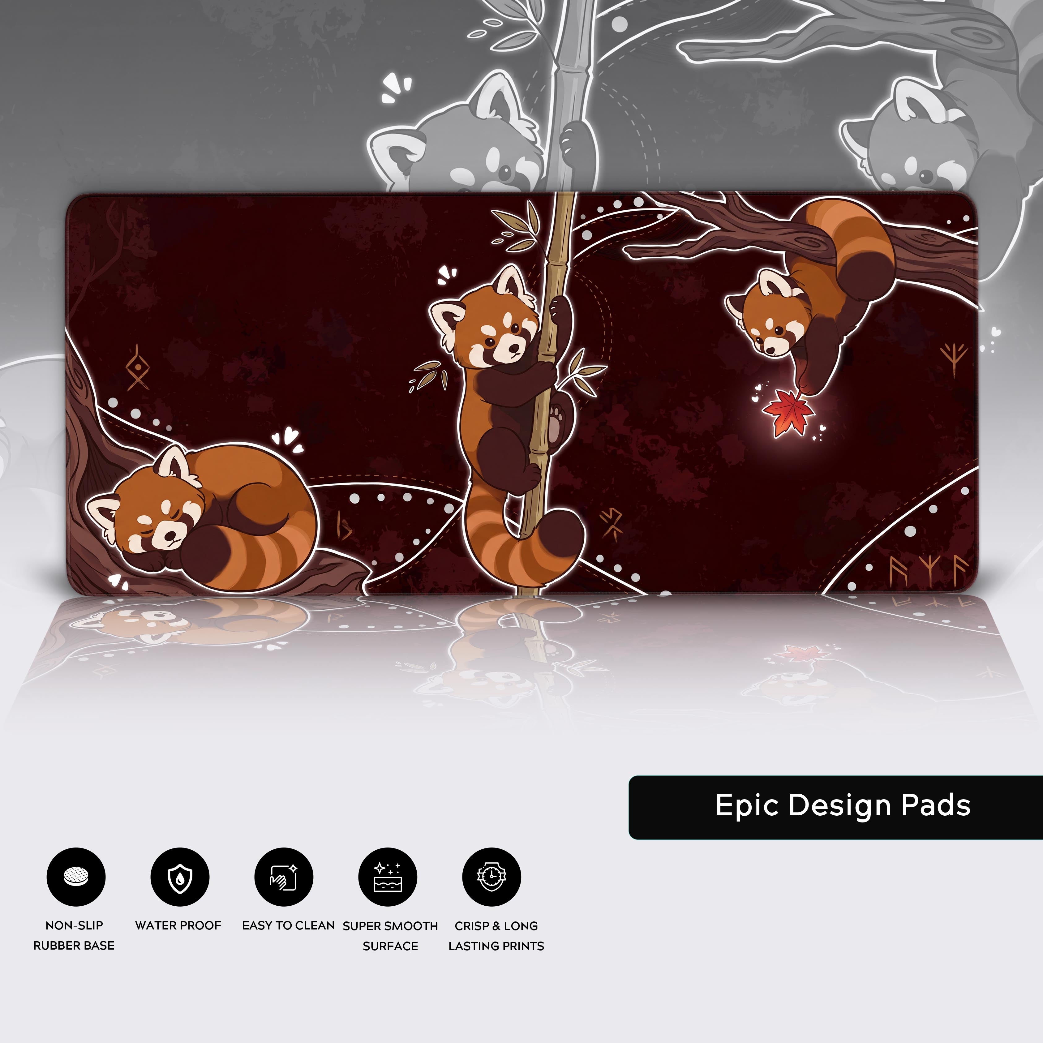 Red Panda Desk Mat - Cozy Kawaii Mouse Pad – Epic Design Pads