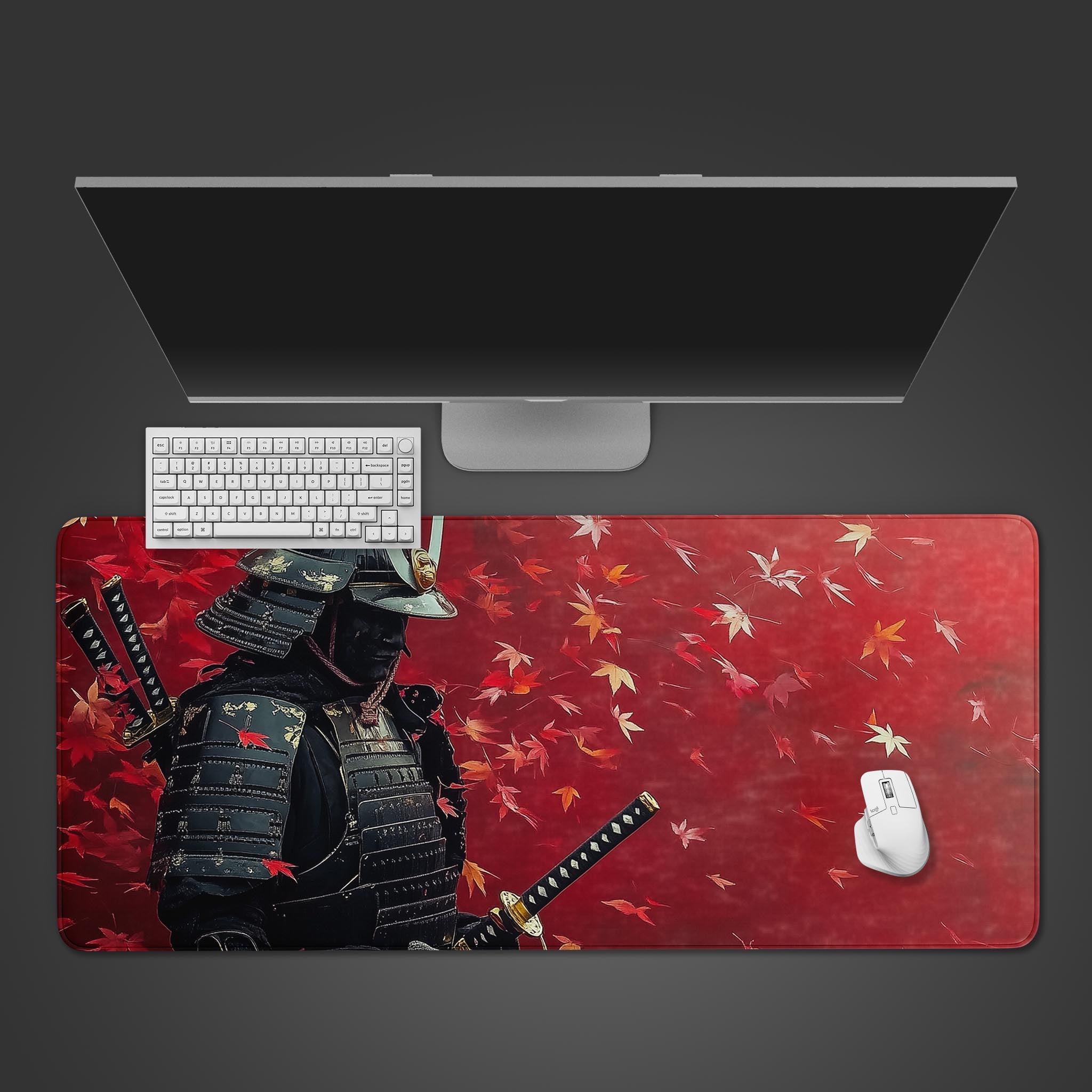 Samurai Desk Pad, Warrior Laptop Mat, Japanese Armor Mousepad