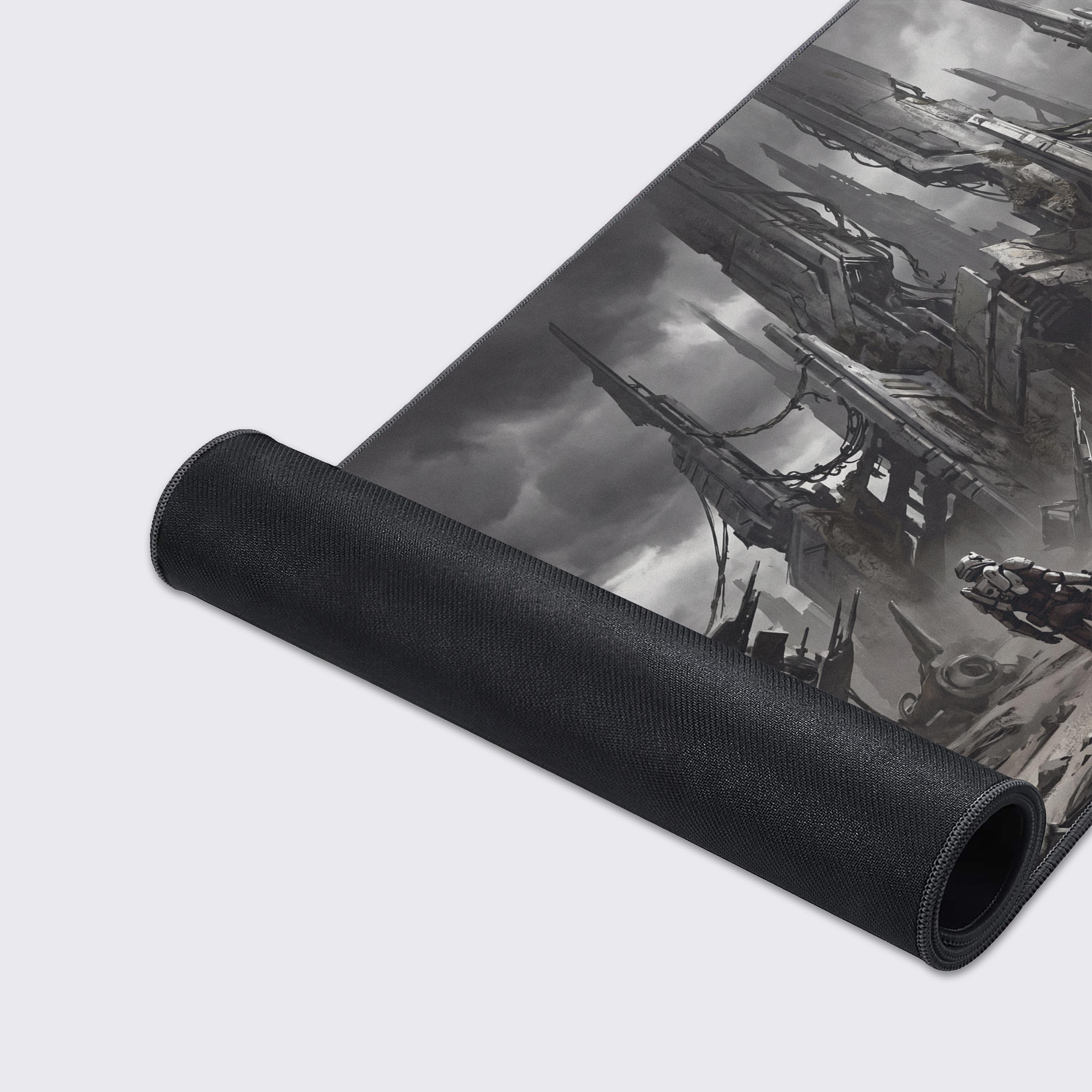 Features graphic highlighting the waterproof, non-slip, and easy to clean properties of the desk mat