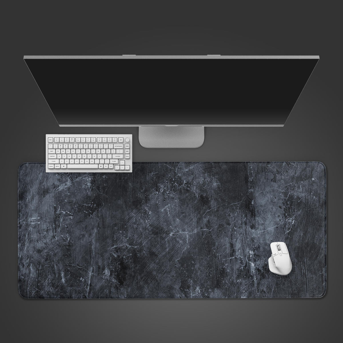 Gray Desk Mat – Shadow Slate Concrete Texture, Large Mouse Pad ...