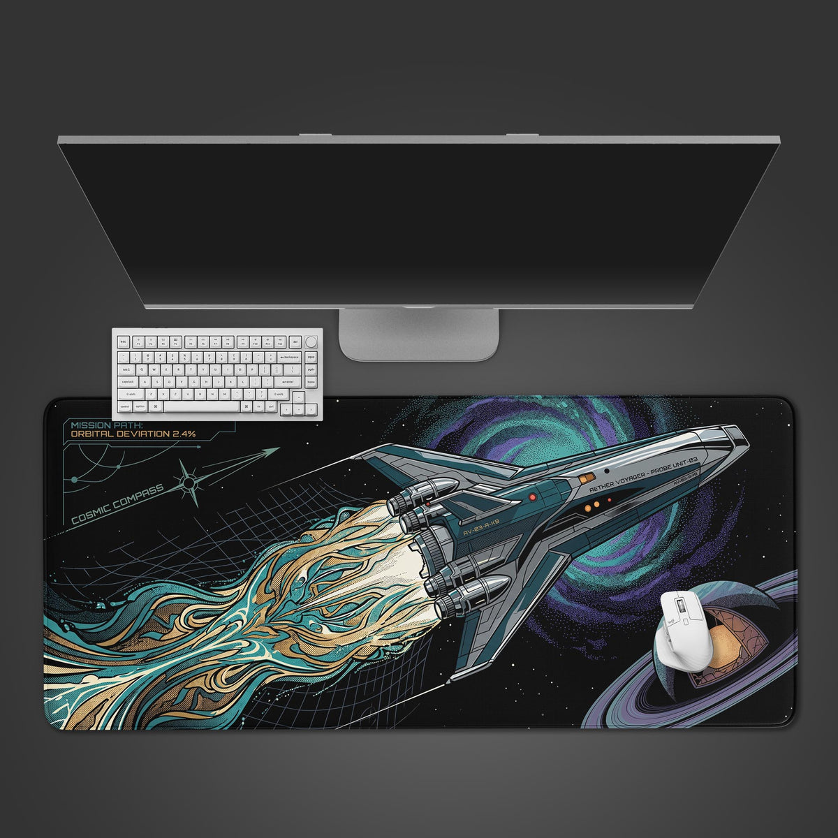 Spaceship Desk Mat - Retro Sci-Fi Space Aesthetic – Epic Design Pads