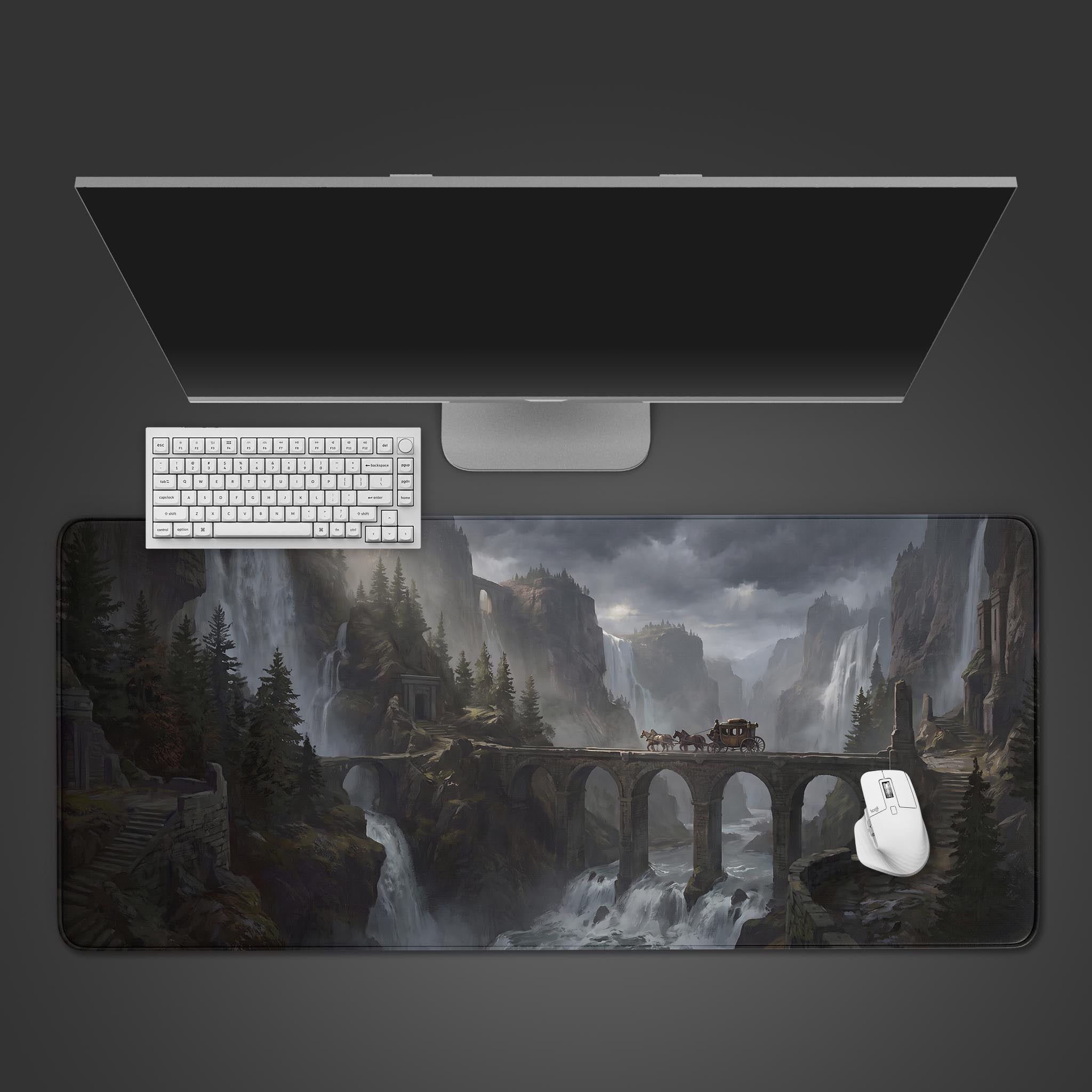 Gothic Desk Mat – Reaper's Moon Design, XL Gaming Mousepad, Dark