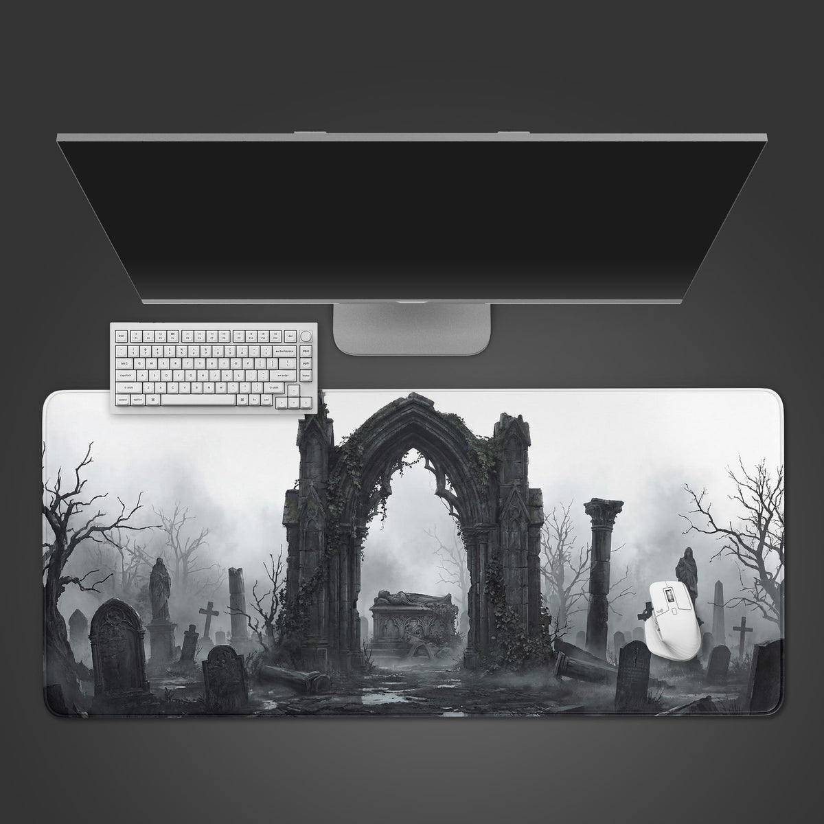 Stone Memory Gothic Graveyard – Gaming Desk Mat, XL Extended Mouse Pad ...