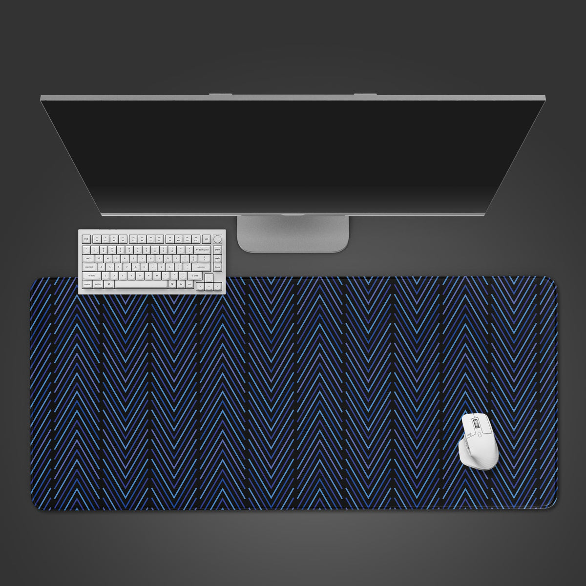 Stripe Pattern Desk Mat – Geometric Herringbone Design, Large Mouse Pad ...