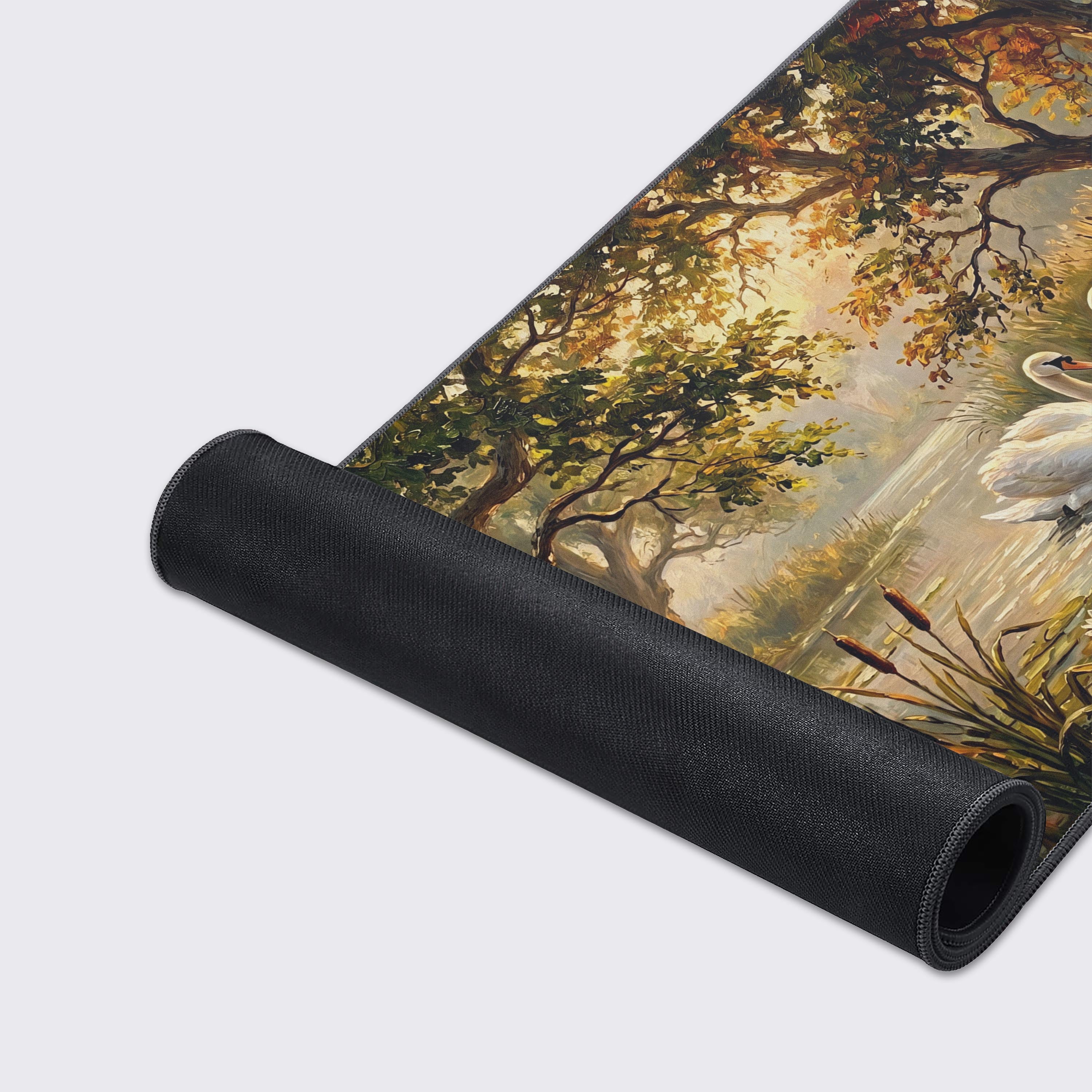 Close up details of classical nature painting on a waterproof gaming mat