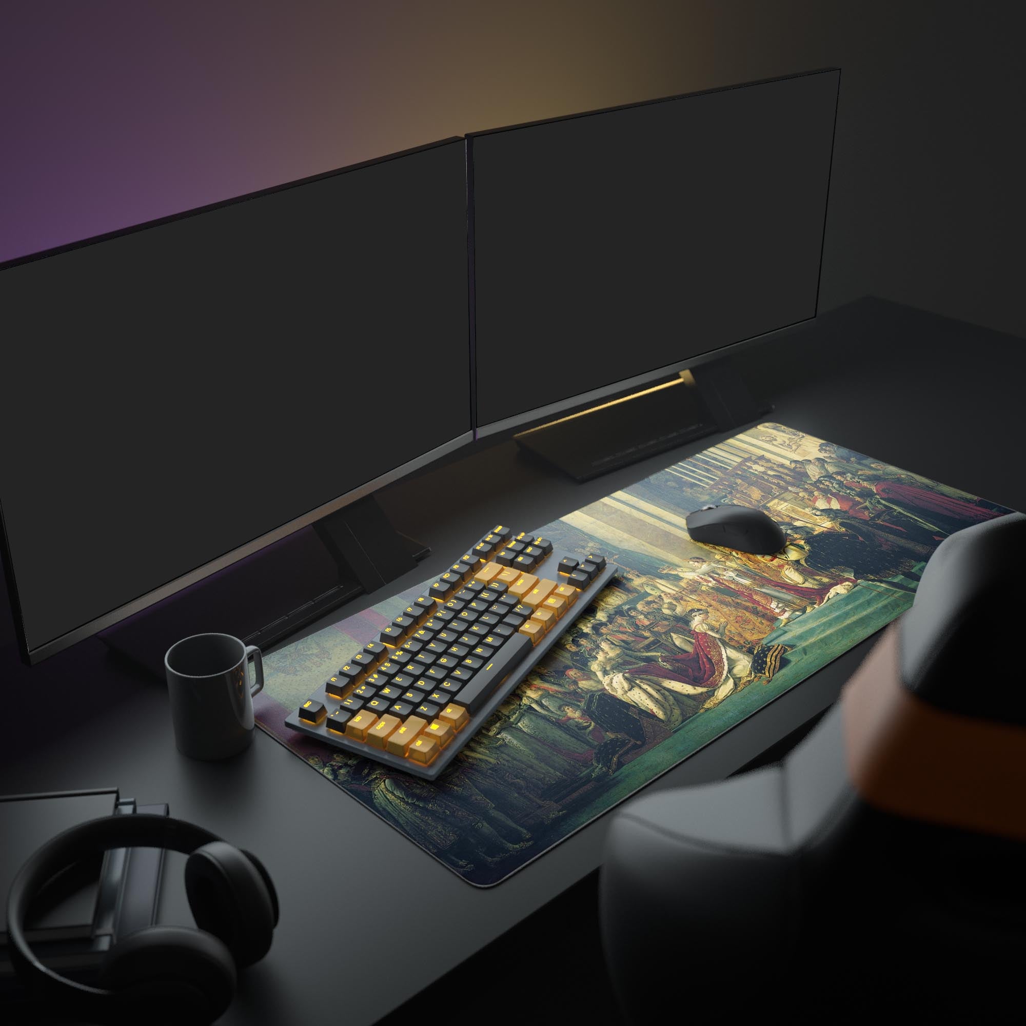 Neoclassical desk mat with Napoleon artwork – displayed in an elegant office setup. - Epic Design Pads
