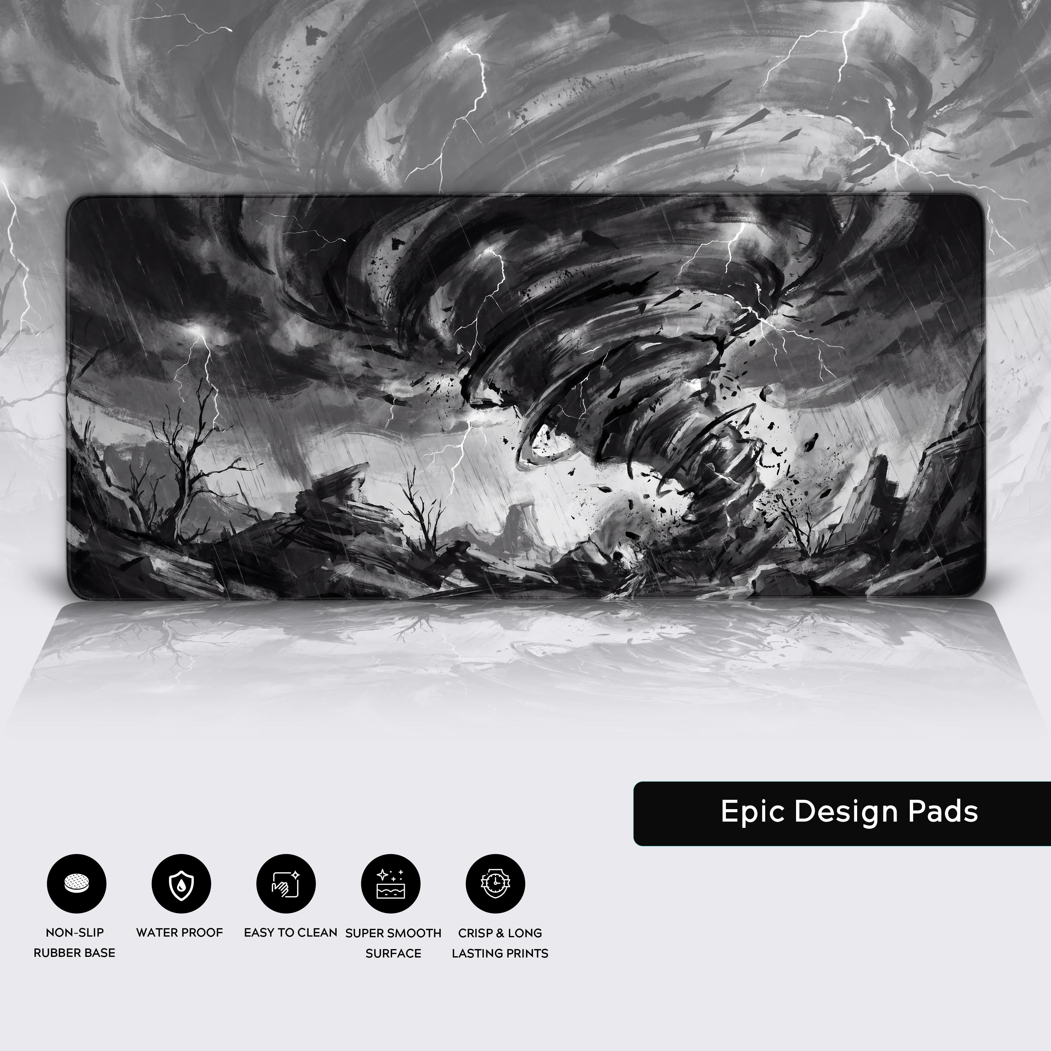 Epic Design Pads premium storm themed desk accessory for PC gaming setups