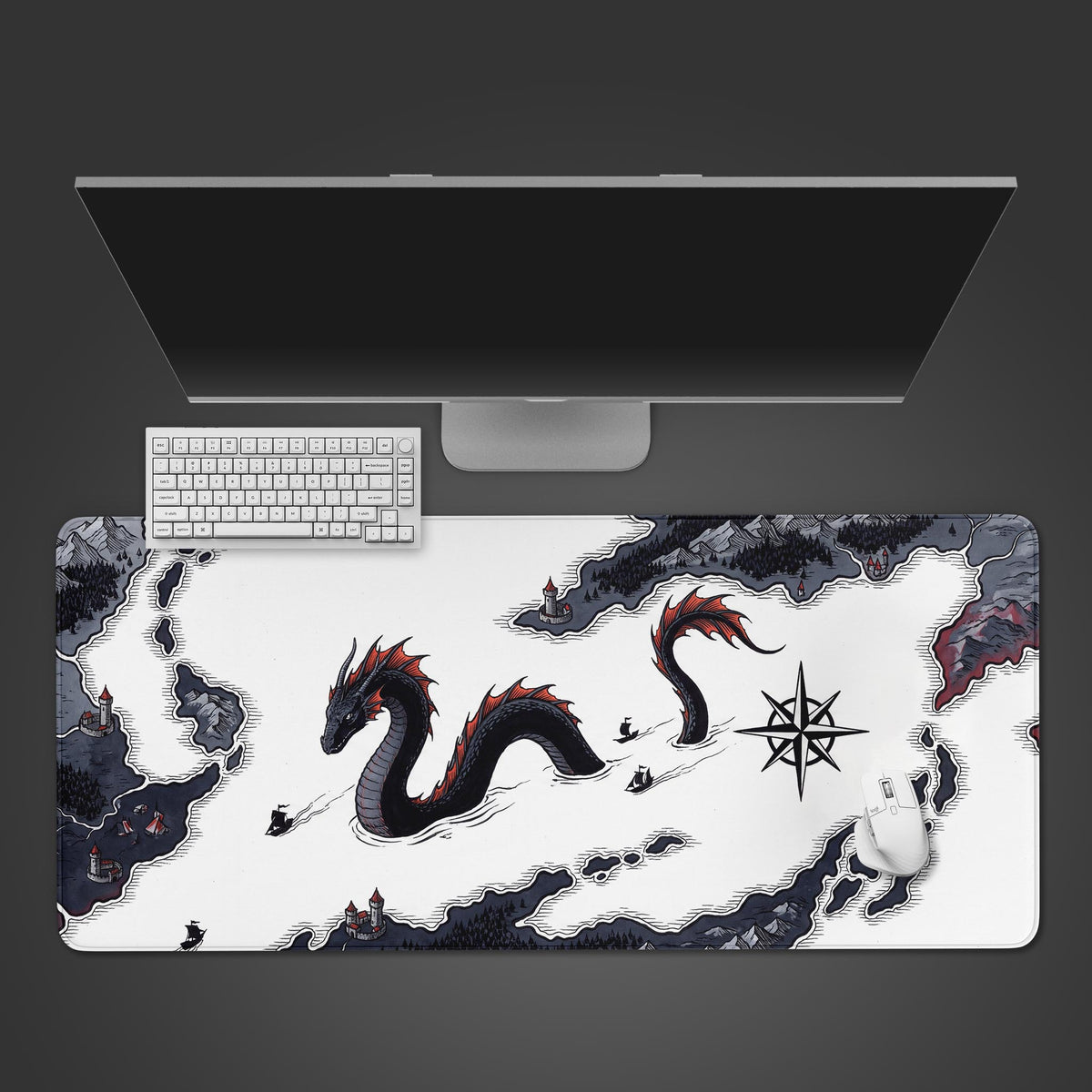 White World Map Desk Mat | Serpent Sea Chart – Epic Design Pads