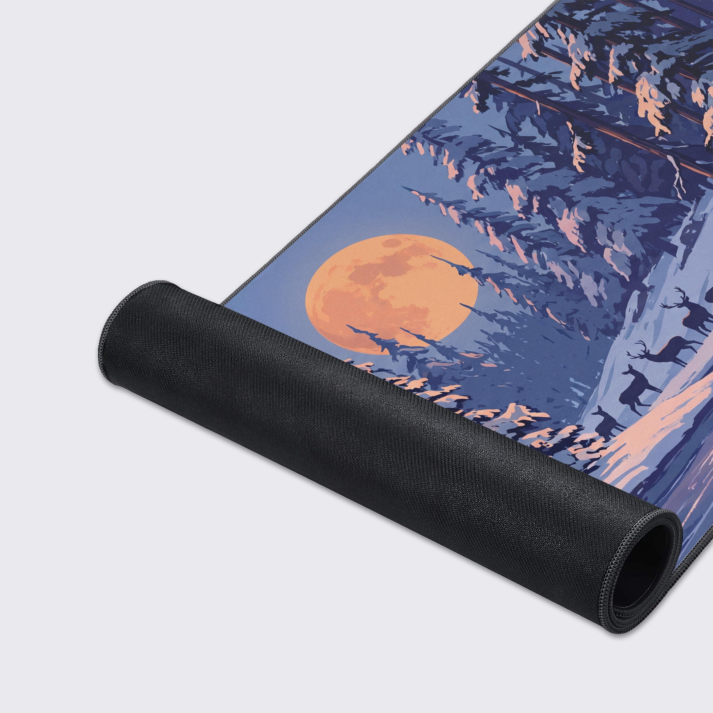Product features graphic showing icons for non-slip rubber base, water proof, easy to clean, super smooth surface, and crisp prints