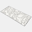 black and white topo gaming desk mat, topo desk mat, topograph gaming large mouse pad, best large gaming desk pad