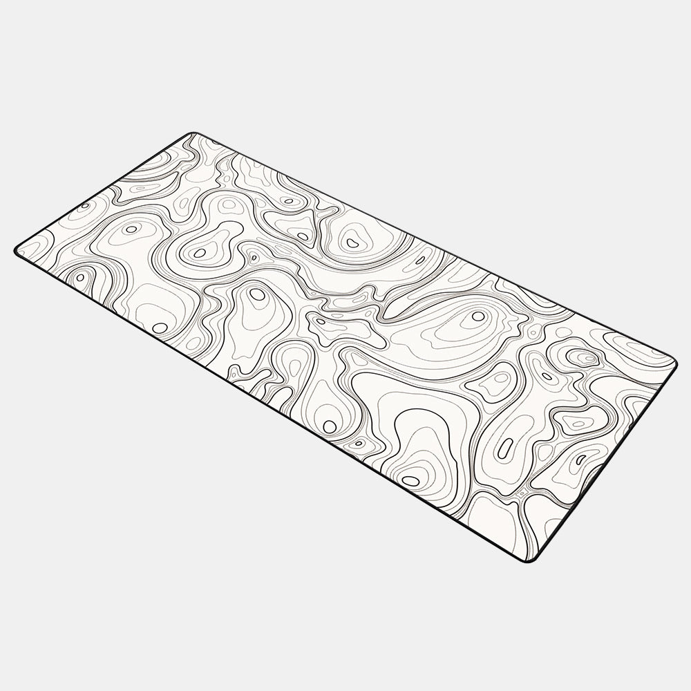 black and white topo gaming desk mat, topo desk mat, topograph gaming large mouse pad, best large gaming desk pad