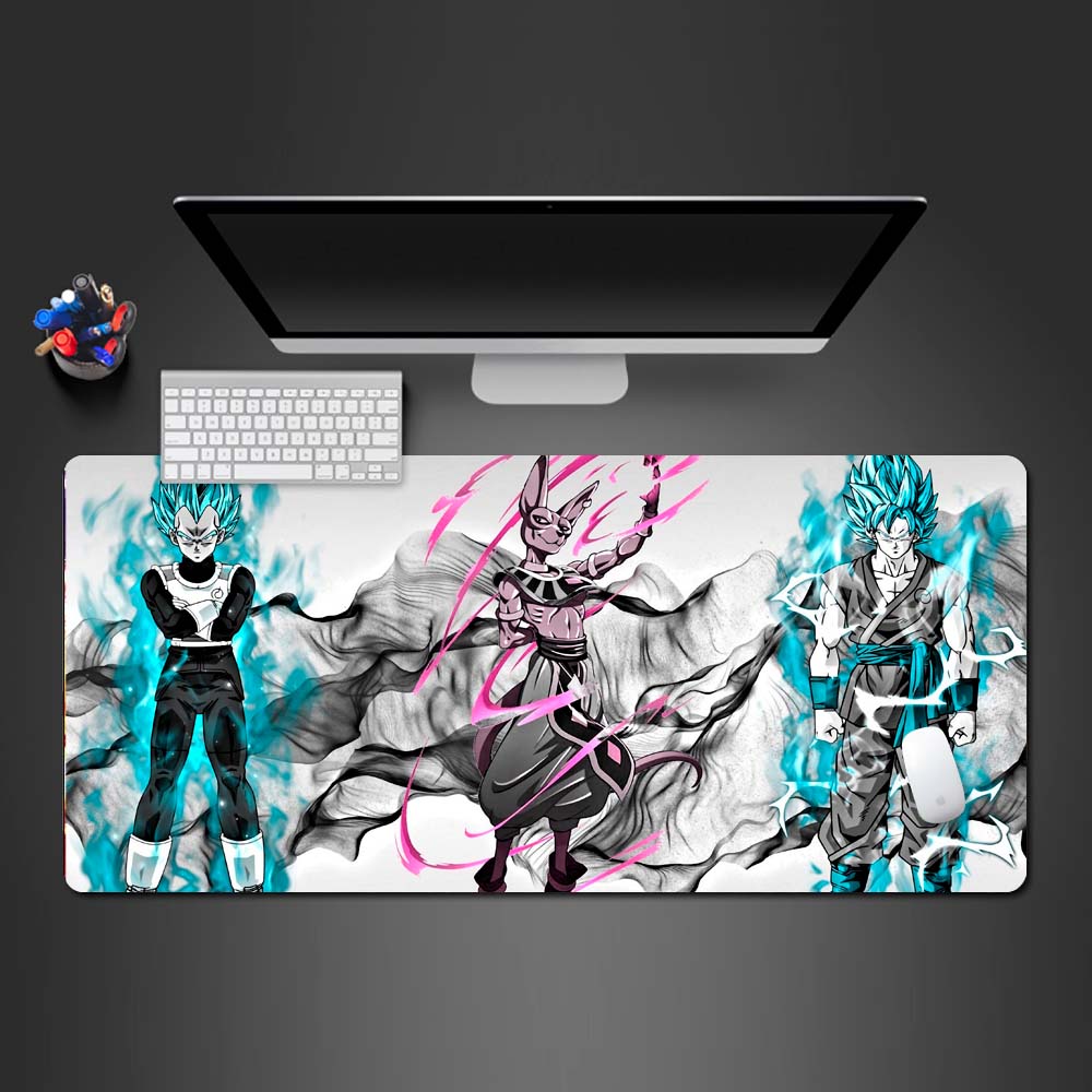 Beerus dragon ball desk mat, goku large mouse pad, vegeta gaming mousepad, dragon ball super desk mat, super saijan god large mouse mat