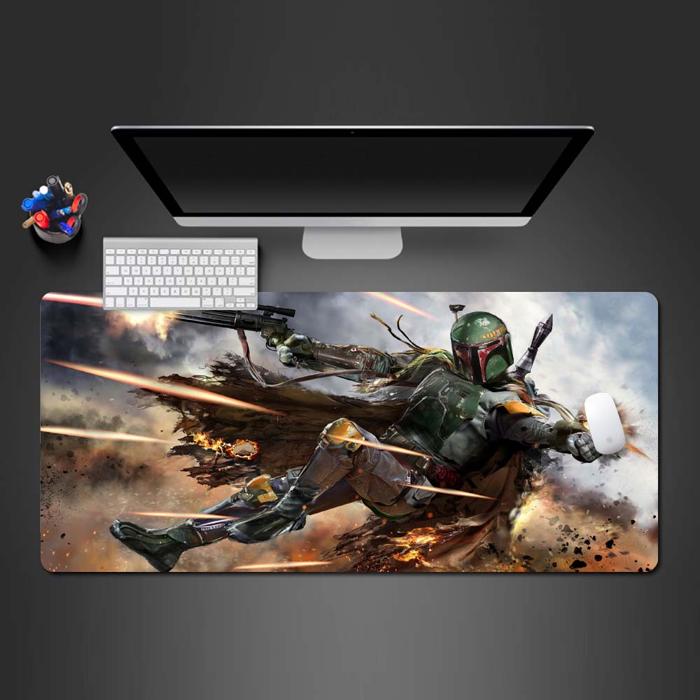 Boba Fett Gaming Pad Japanese Mousepad, Japanese Desk mat, XXL Desk Mat, Mouse pad, Extended Mousepad, Anime Mouse Pad, Custom Design Mousepad  Water resistant, Non Spill, Water Proof, Clean, Organize Workspace, 