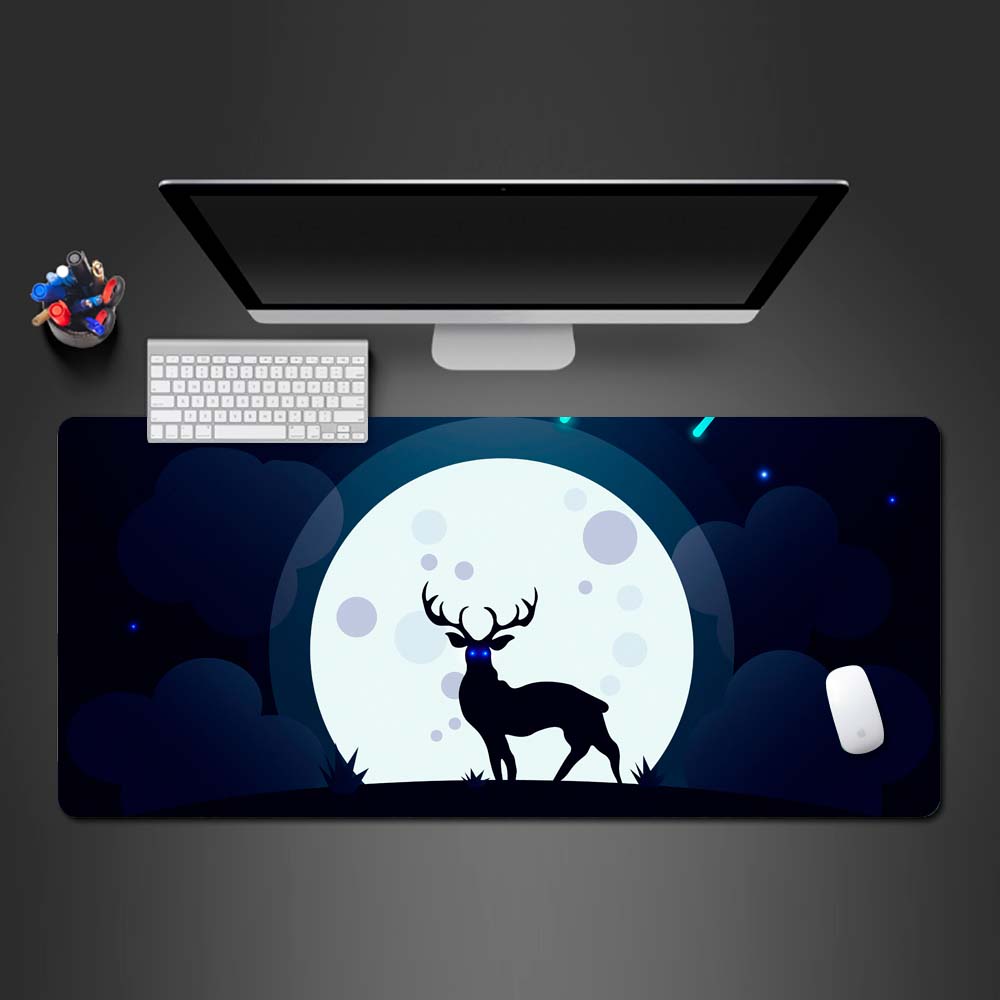 reindeer desk mat, minimal gaming desk mat, deer large gaming mousepad, minimalist design desk pad