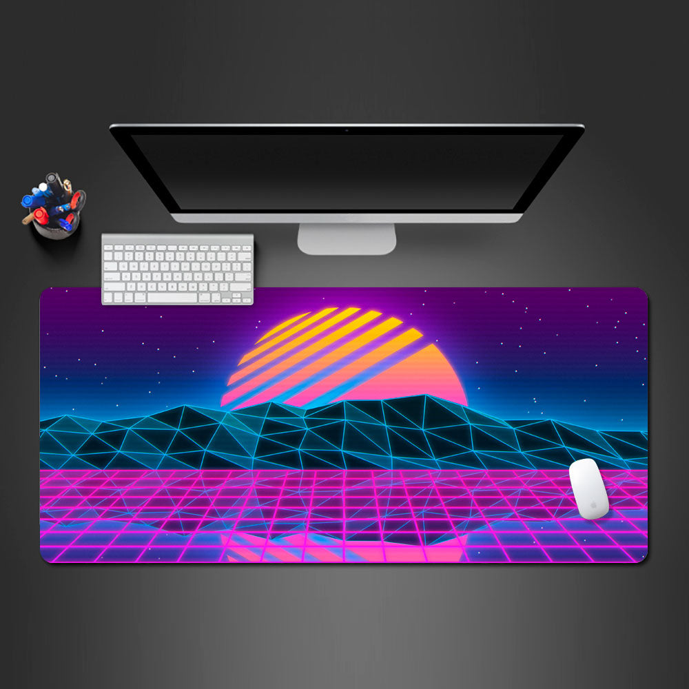 epic vaporwave gaming desk mat, vaporwave xxl gaming mousepad, vaporwave design for desksetup, desk setup accessories with vaporwave
