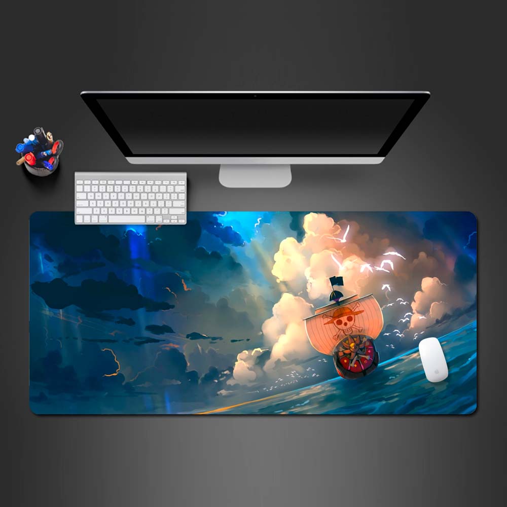 one piece xxl mouse pad, anime design desk mat, thousand sunny anime mousepad, one piece gaming large desk mat, cool one piece design desk pad