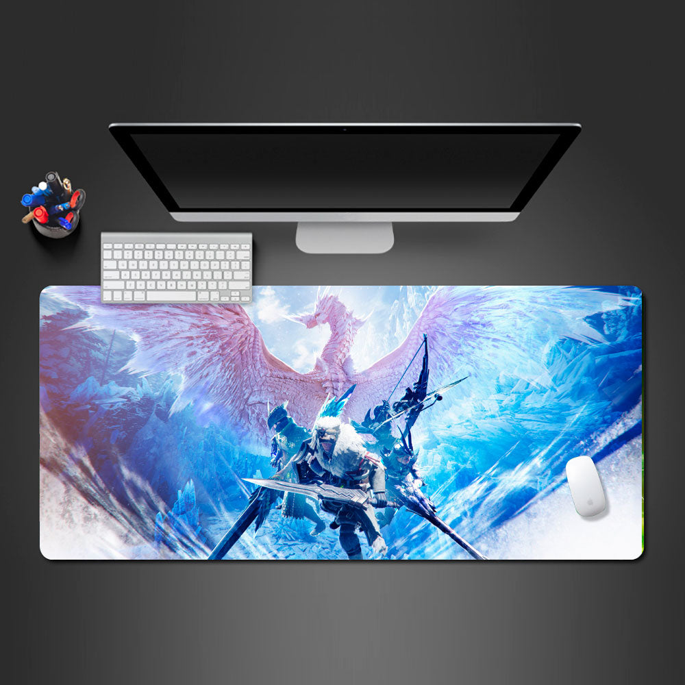 Iceborne gaming desk mat, cool design gaming large mouse pad, gaming desk pad with design, best gaming large mouse pad