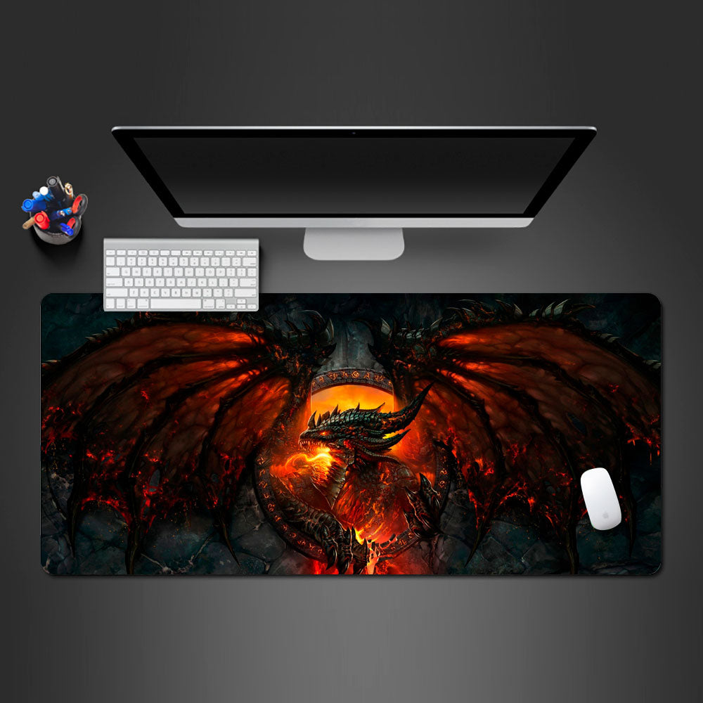 Fire dragon desk mat, dragon gaming deskpad, fire dragon large gaming mousepad, hell dragon mousepad world of warcraft